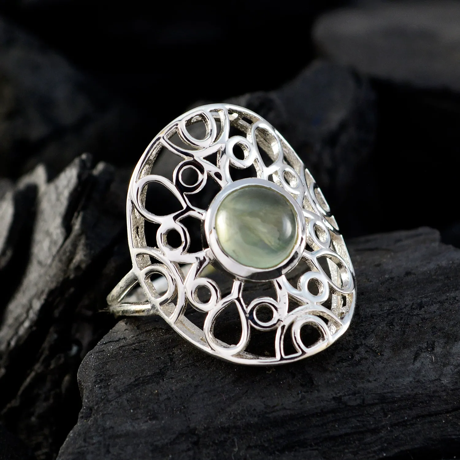 Hot Gemstones Prehnite 925 Sterling Silver Rings Gift For Mother