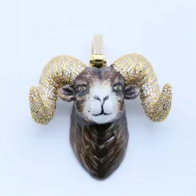 Iced Animal Sheep Head Enamel Pendant