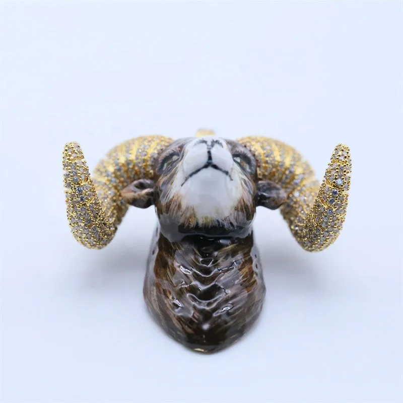 Iced Animal Sheep Head Enamel Pendant