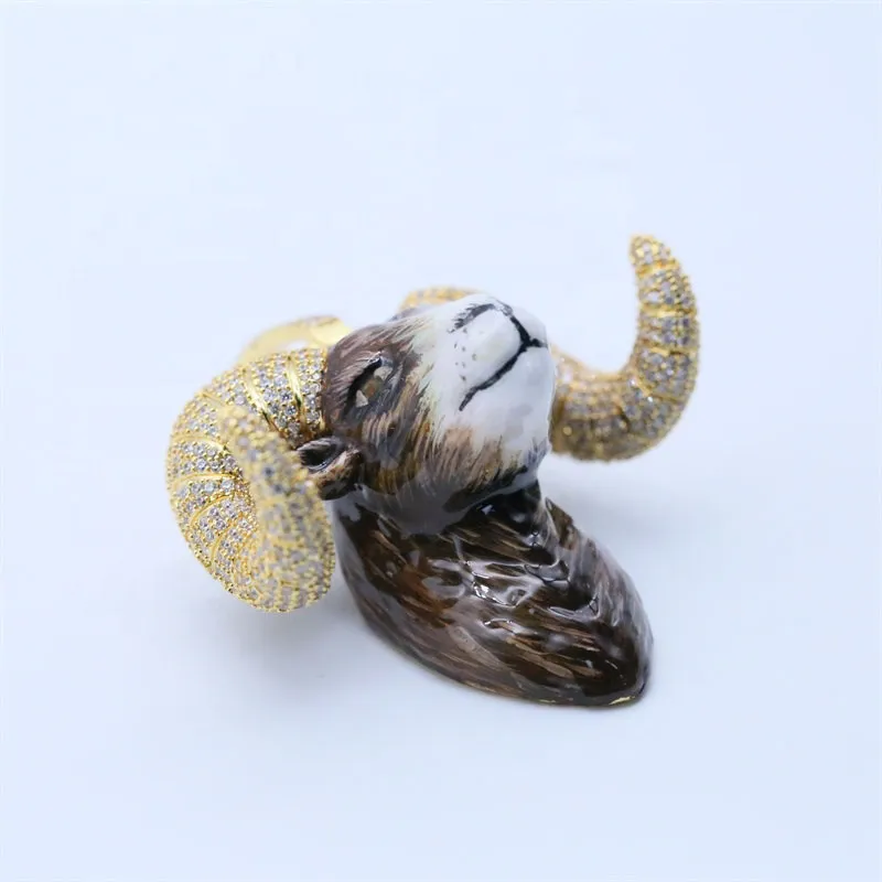 Iced Animal Sheep Head Enamel Pendant