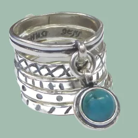 Israel rings silver. Sterling silver dangle rings. Vintage inspired turquoise ring