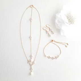 Jewelry Set for brides in Simple Design- Rose Gold- Leila