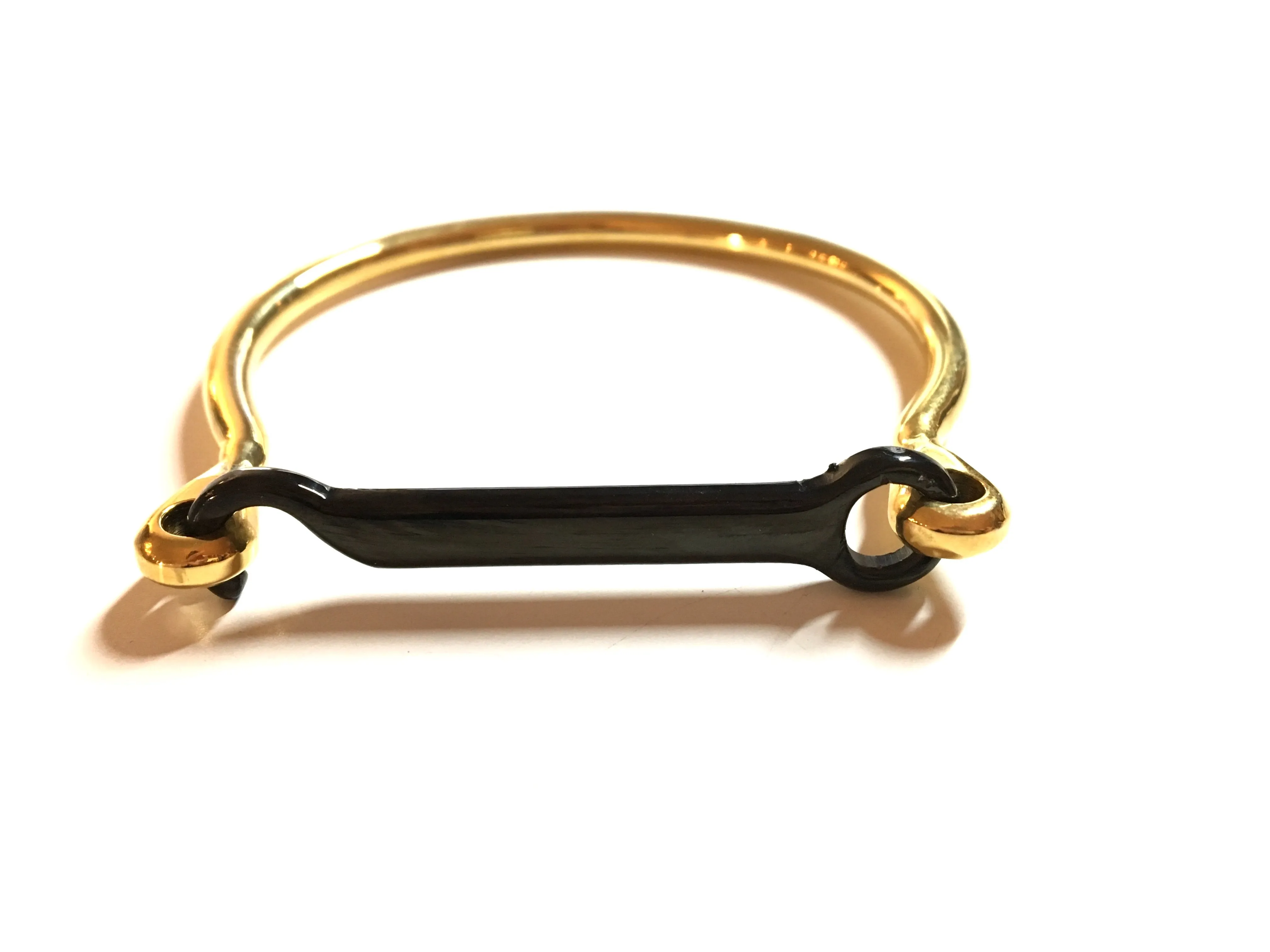 LUSITANO STIRRUP BANGLE - GOLD / BLACK| Equestrian Jewelry - AtelierCG