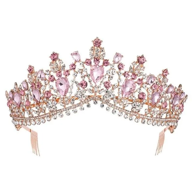 Luxury 8 Color Tiara Crown with Zircon Crystals for Women