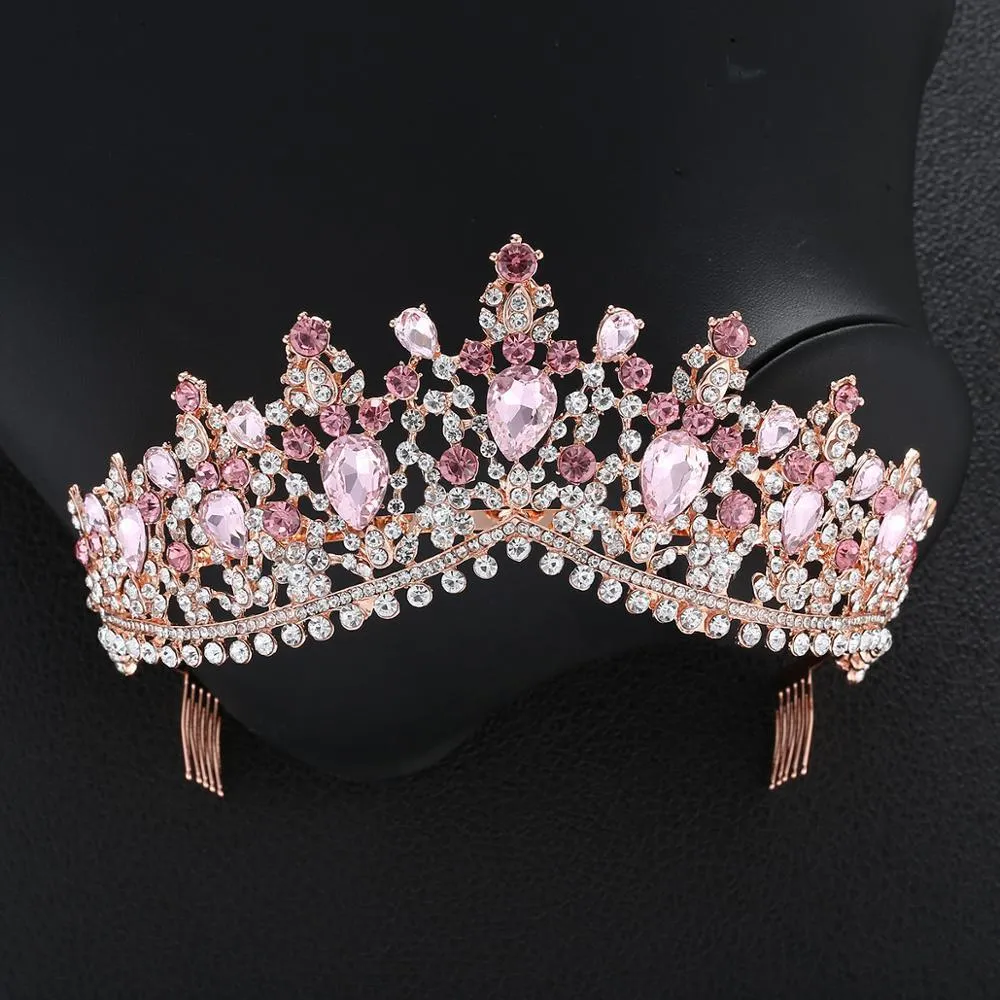 Luxury 8 Color Tiara Crown with Zircon Crystals for Women