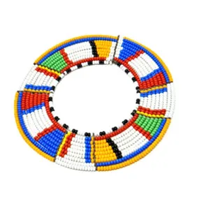 Maasai Disc Beaded Bangle 13 - Maasai Colors