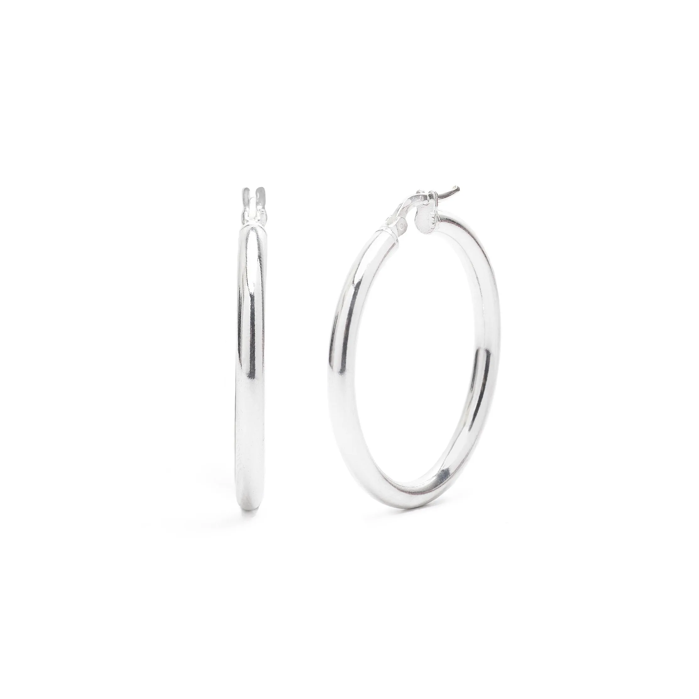 Medium Silver Smooth Hoops