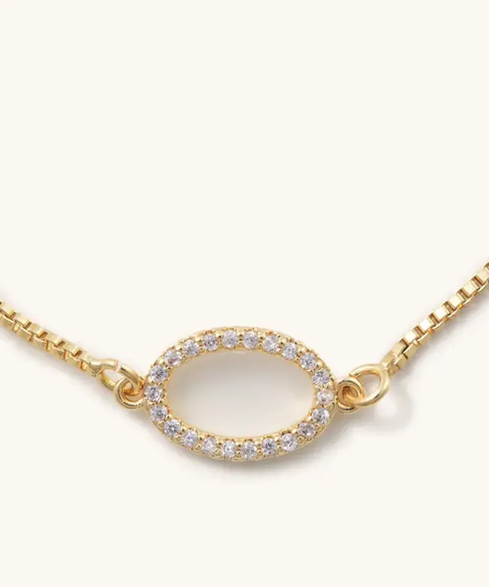 Mia Golden Slider Bracelet - Crystal Oval