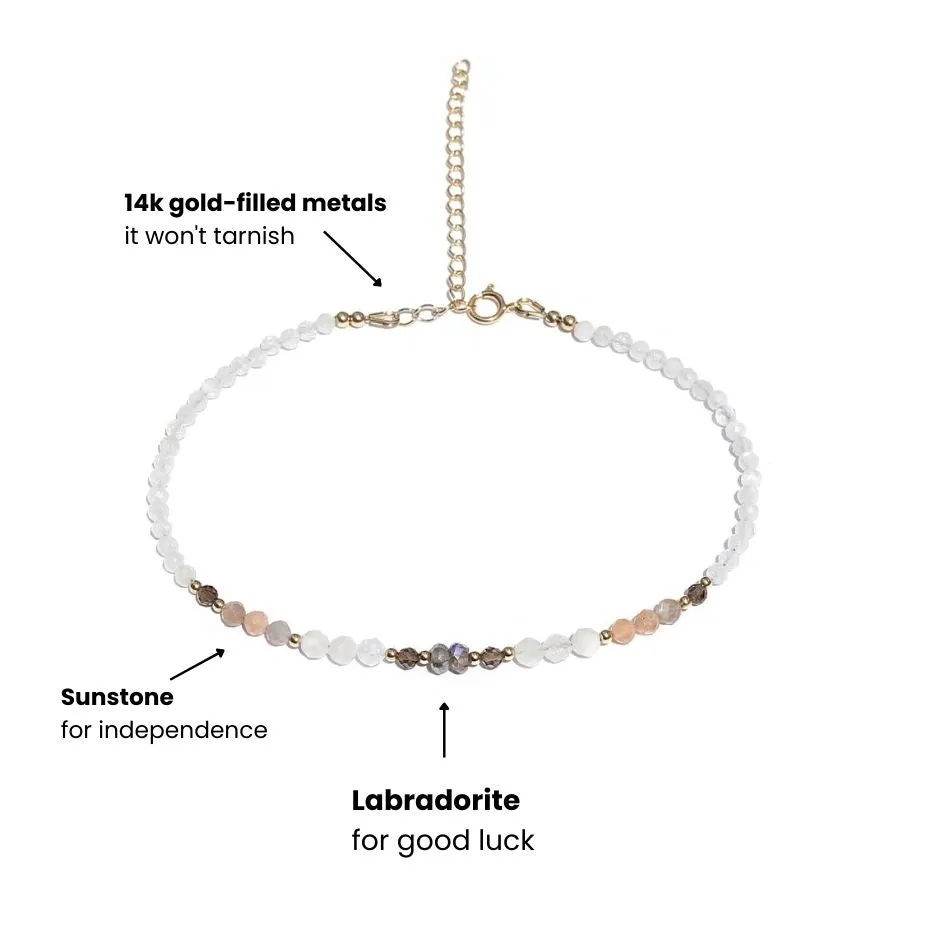 Moonstone and Sunstone Luxury Anklet