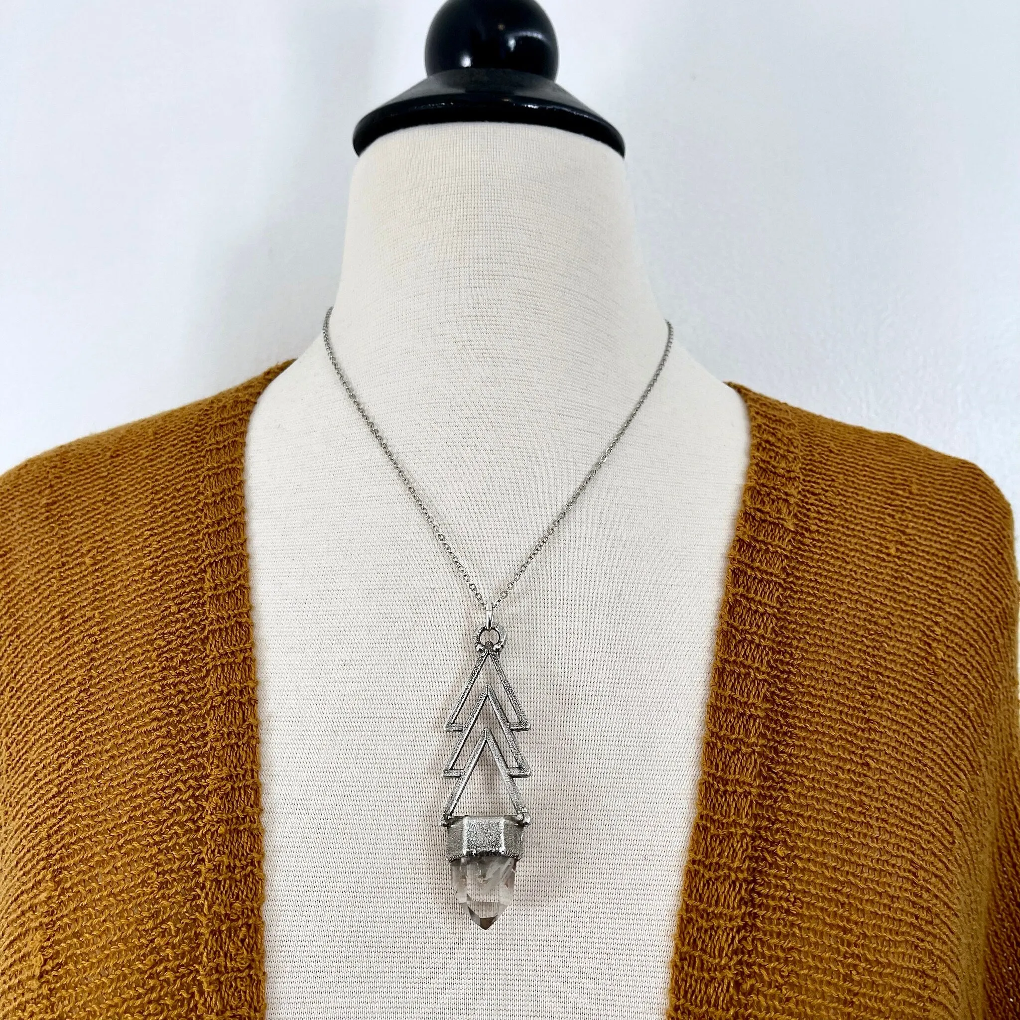 Moss & Moon Collection - Garden Quartz Statement Necklace set in Fine Silver / One of a Kind - by Foxlark