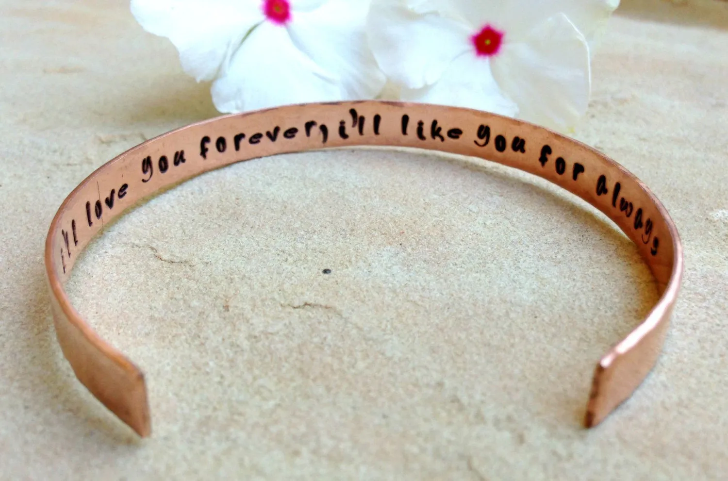 Mother Daughter Bracelet ,mother daughter gifts, quote bracelet, gifts for her, i love you forever i'll like you for always, copper cuff