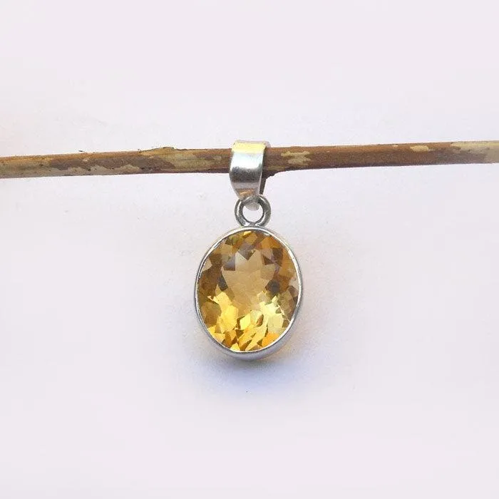 Natural Citrine Pendant Necklace Birthstone jewelry Yellow Citrine Sterling silver necklace gemstone pendants