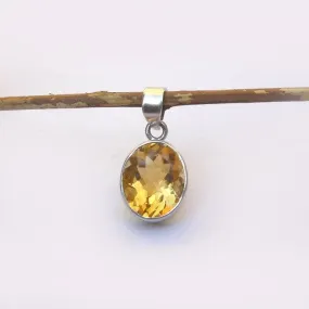 Natural Citrine Pendant Necklace Birthstone jewelry Yellow Citrine Sterling silver necklace gemstone pendants