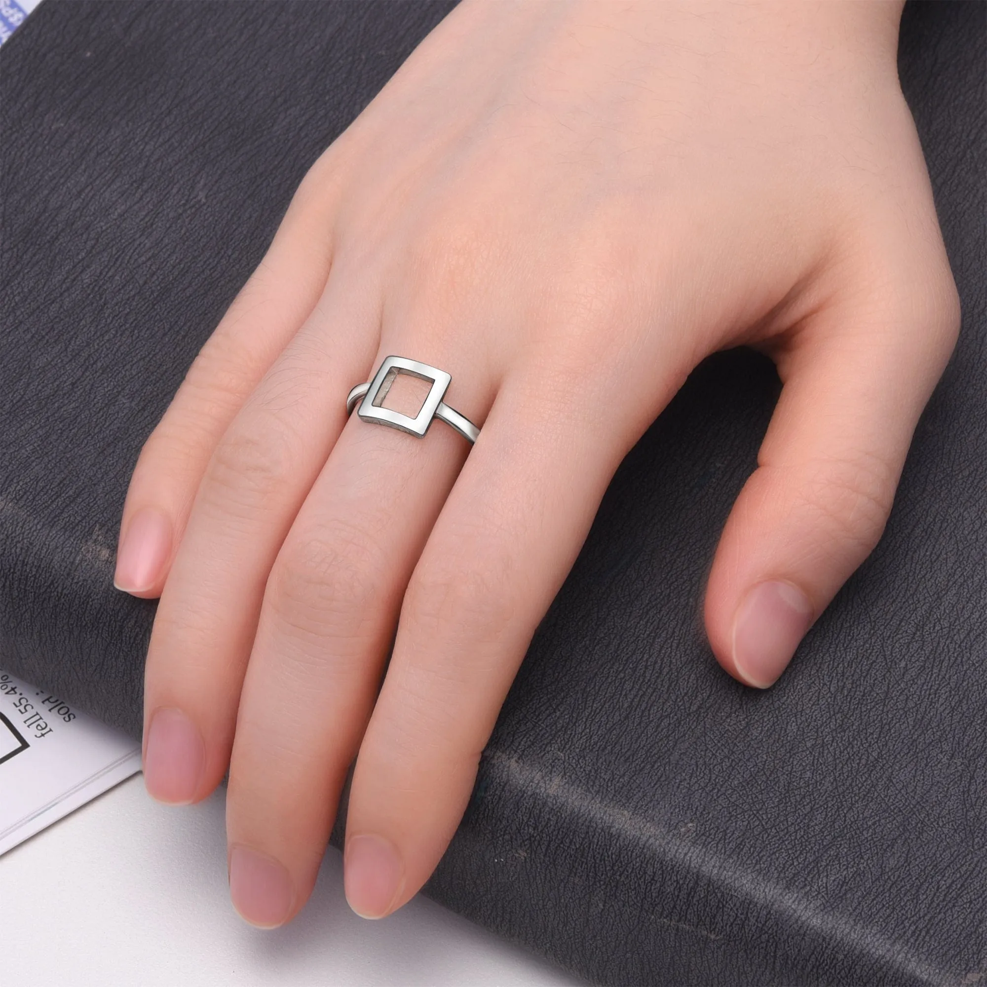 Open Square Sterling Silver Rings Jewelry