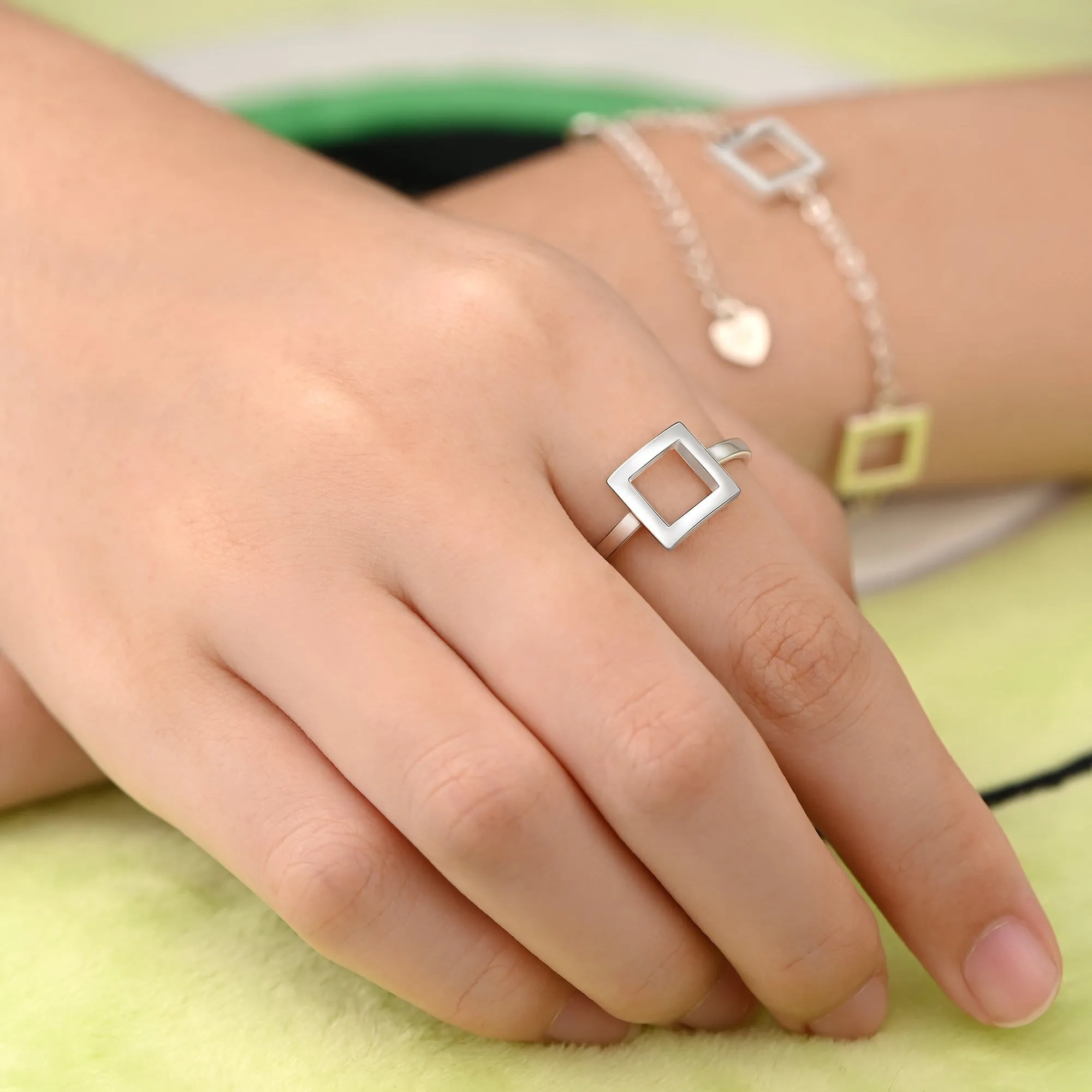 Open Square Sterling Silver Rings Jewelry