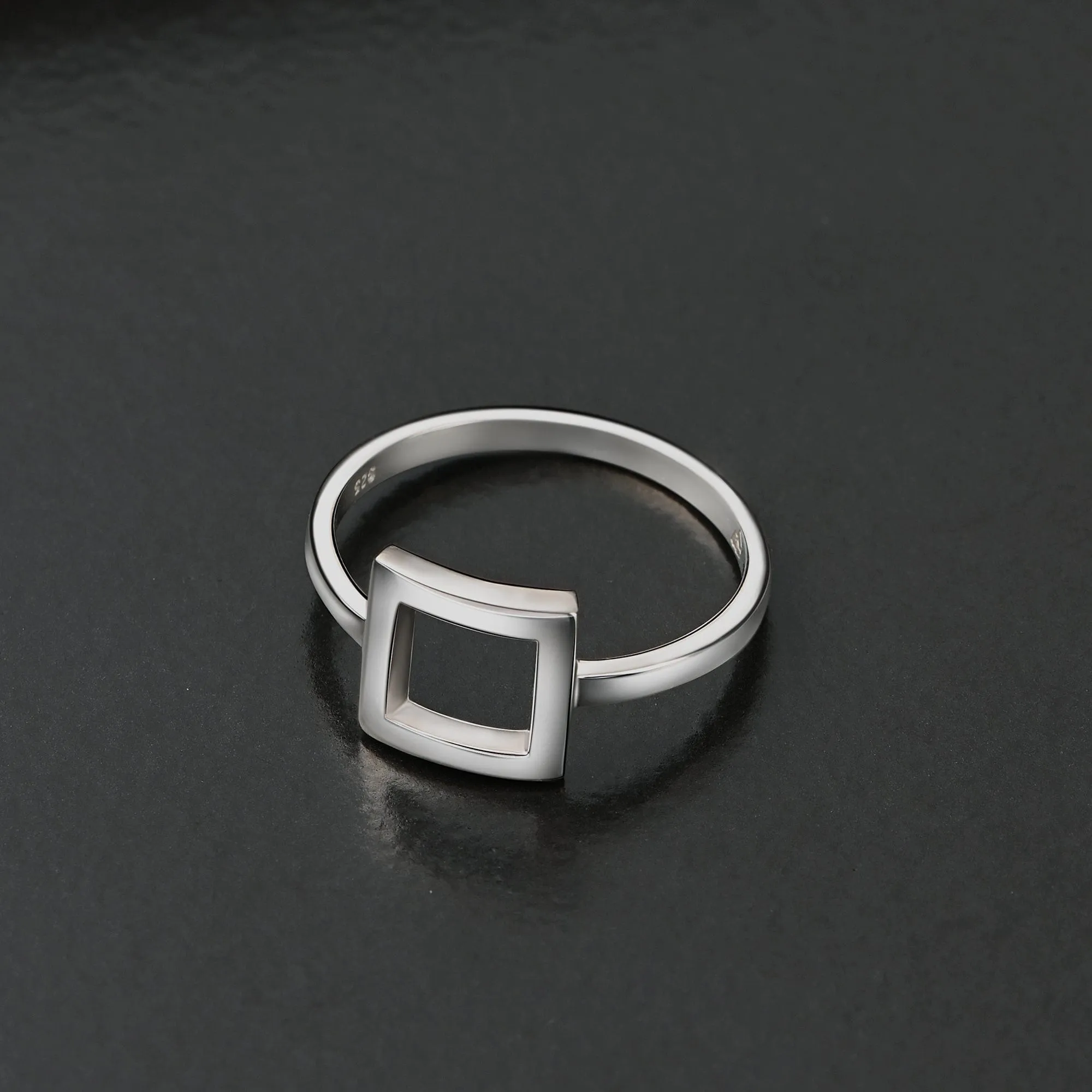 Open Square Sterling Silver Rings Jewelry