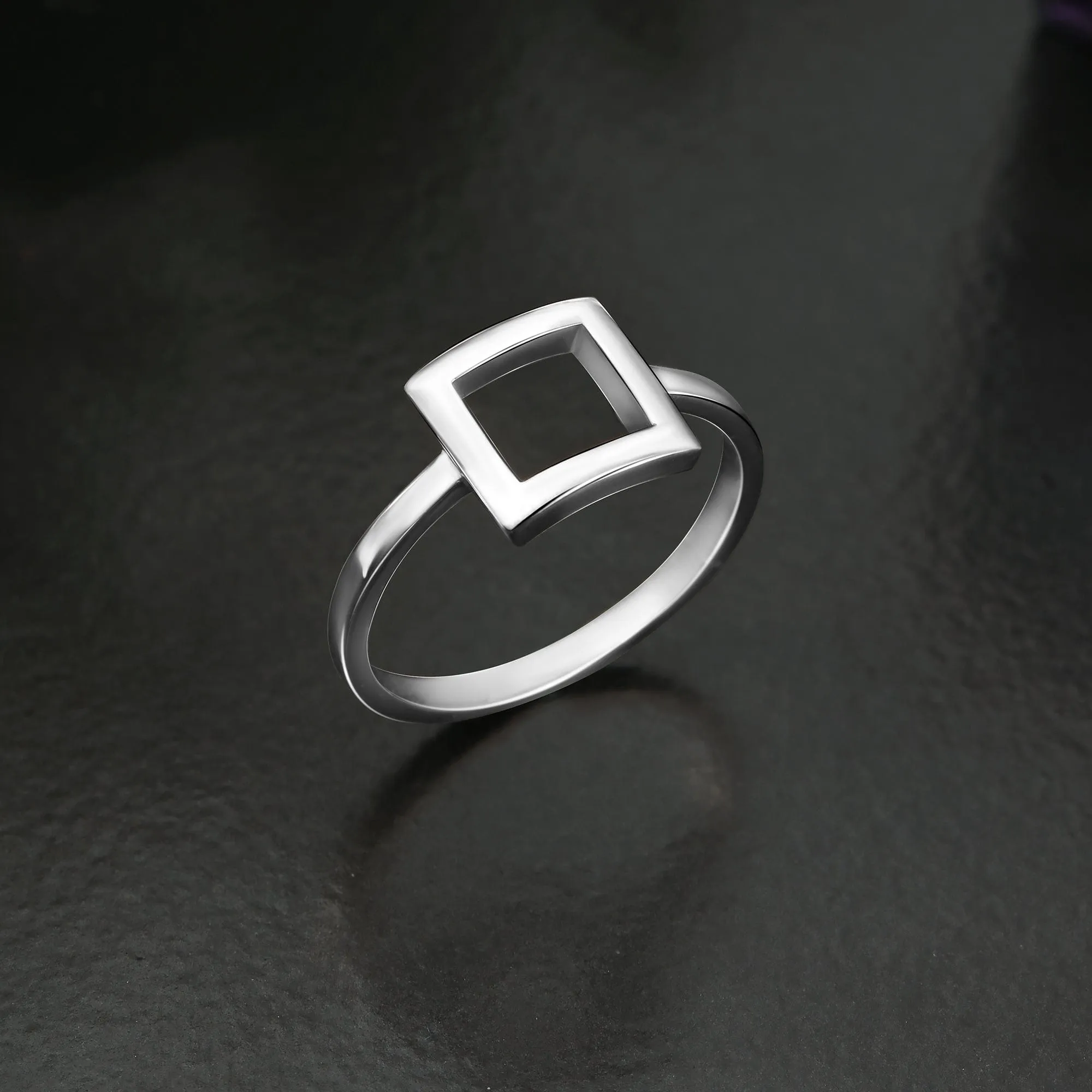 Open Square Sterling Silver Rings Jewelry