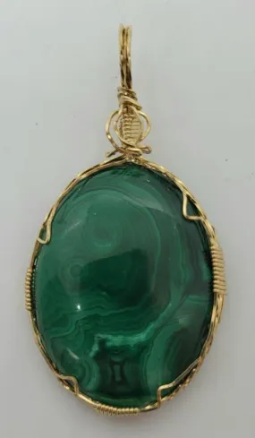 Pendant, Malachite Wire-Wrapped