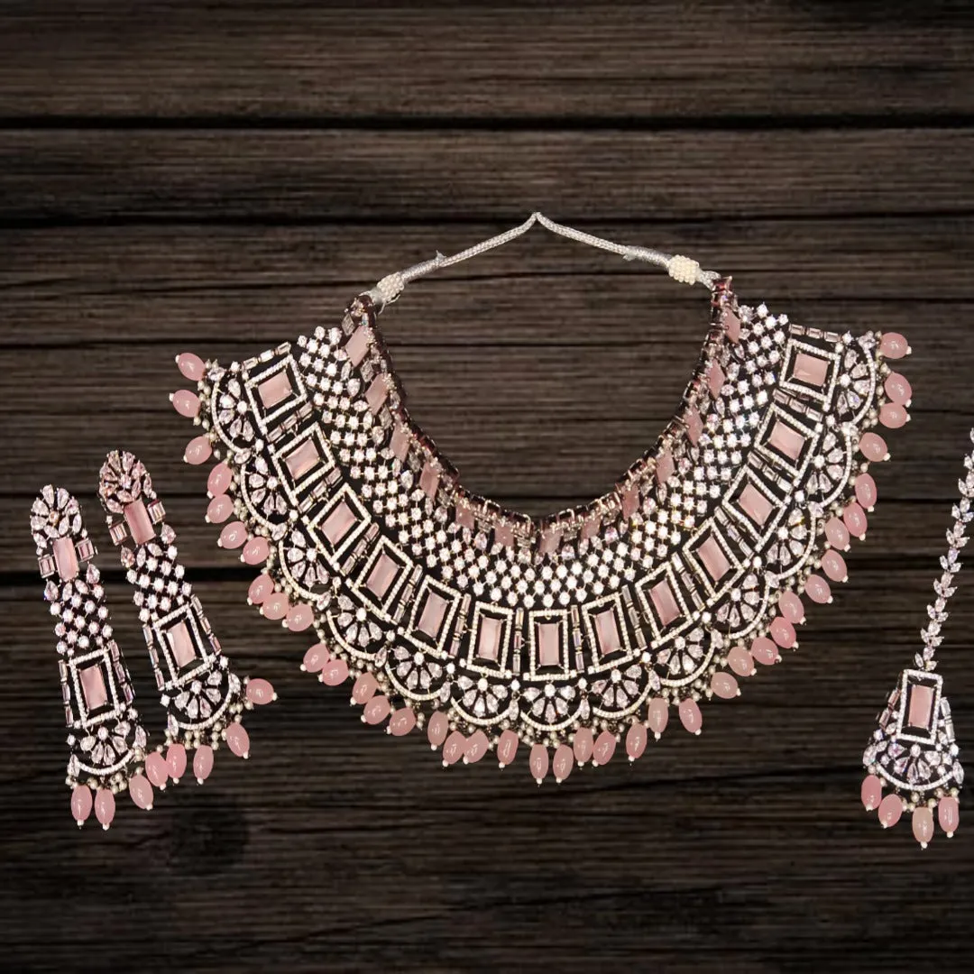 Pink American Diamonds Choker Set By Asp Fashion Jewellery