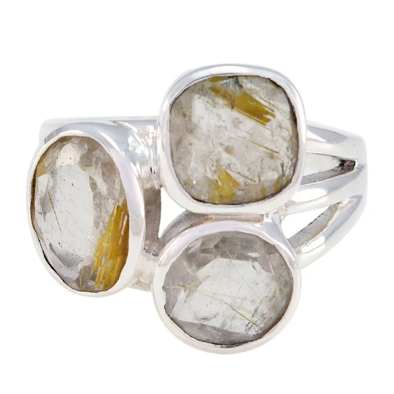 Presentable Gem Rutile Quartz Silver Ring Jewelry For Girlfriend