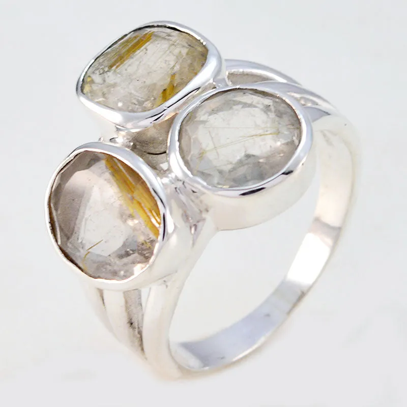 Presentable Gem Rutile Quartz Silver Ring Jewelry For Girlfriend