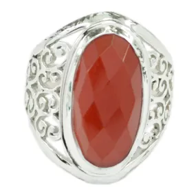 Presentable Gems Red Onyx 925 Silver Rings Hollywood Body Jewelry