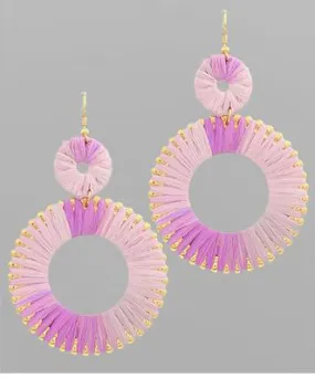 Raffia Open Round Earrings - Lavender