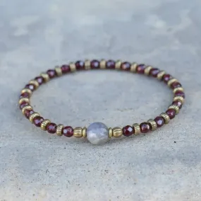 Red Garnet and Labradorite Bracelet