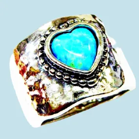 Rings near me - Bluenoemi Israeli jewelry sterling silver Israel jewelry Women's sterling silver 925 Ring Blue Opal Heart