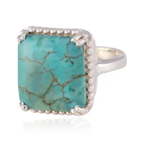 Riyo Appealing Gem Turquoise Solid Silver Rings Platinum Jewelry