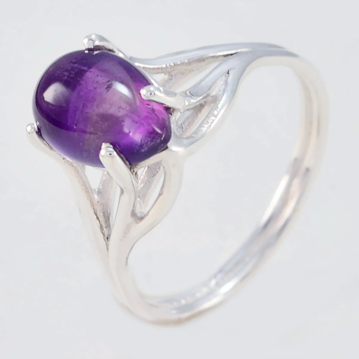 Riyo Appealing Stone Amethyst Solid Silver Rings Gift Grandfather