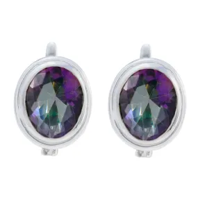 Riyo Artistic 925 Sterling Silver Earring For Female Mystic Quartz Earring Bezel Setting Multi Earring Stud Earring