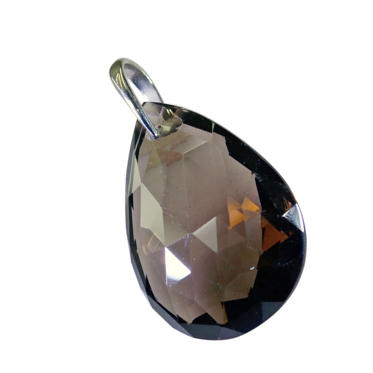 Riyo Beaut Gemstone Pear Checker Brown Smoky Quartz Sterling Silver Pendant Gift For Women