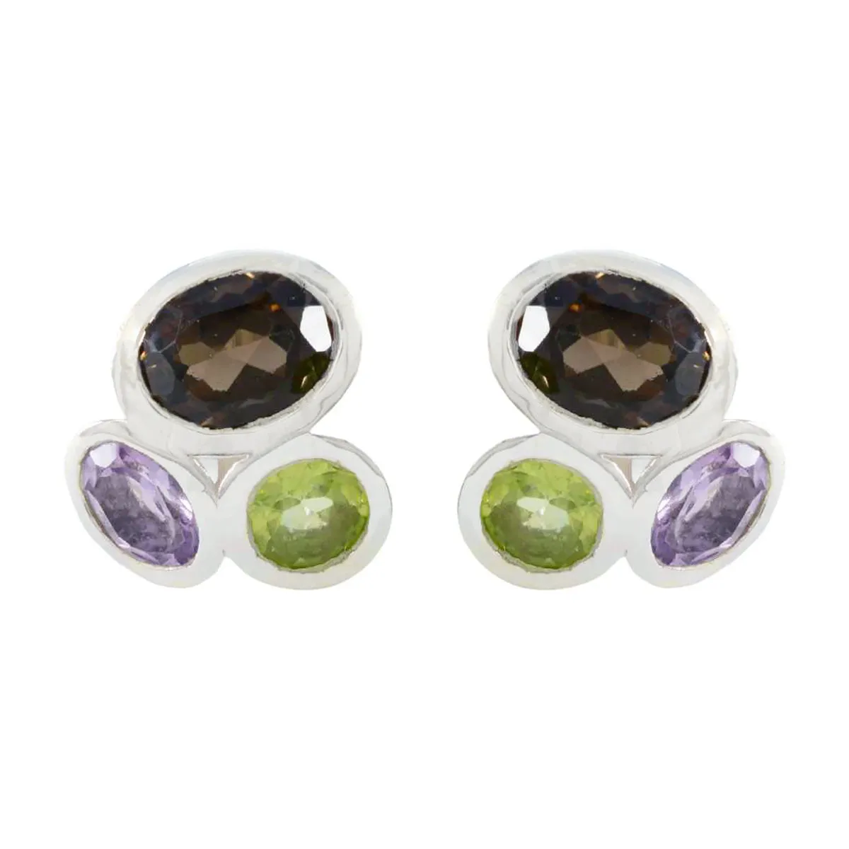 Riyo Beguiling Sterling Silver Earring For Girl Multi Earring Bezel Setting Multi Earring Stud Earring