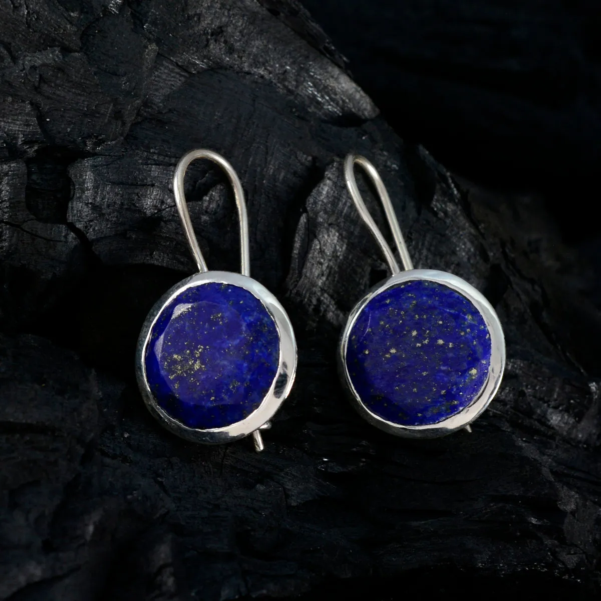 Riyo Bewitching 925 Sterling Silver Earring For Wife Lapis Lazuli Earring Bezel Setting Blue Earring Dangle Earring