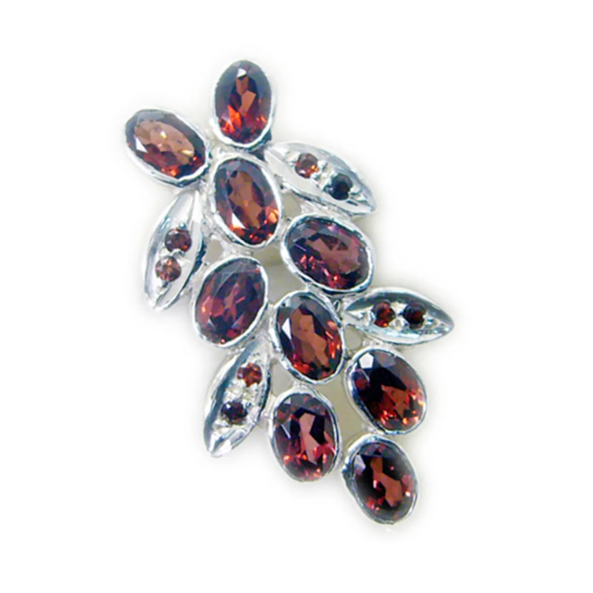 Riyo Bewitching Gems Oval Faceted Red Garnet Solid Silver Pendant Gift For Wedding