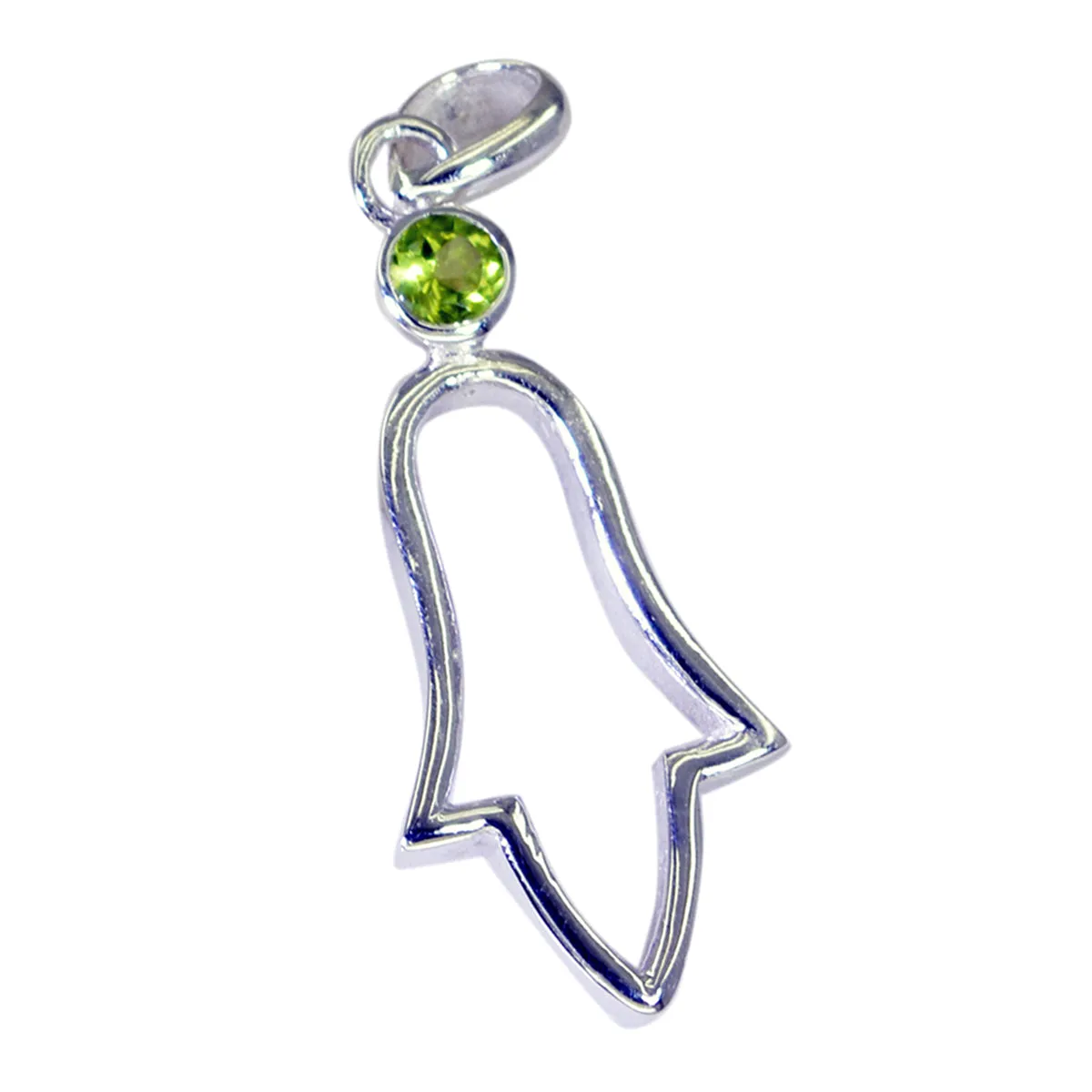 Riyo Bewitching Gemstone Round Faceted Green Peridot Sterling Silver Pendant Gift For Women