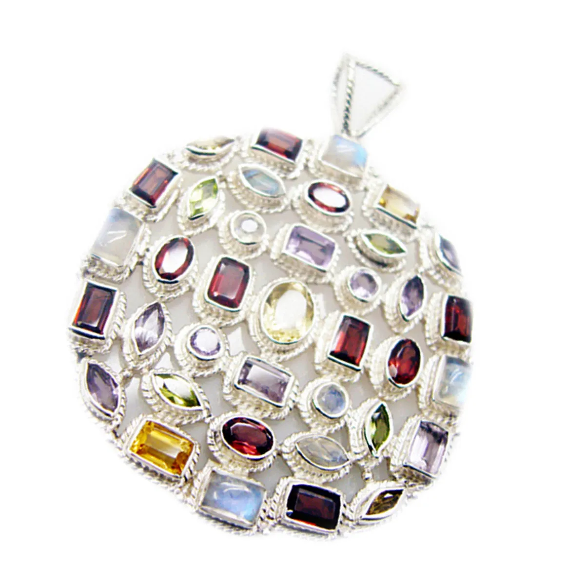 Riyo Comely Gemstone Multi Faceted Purple Amethyst 1218 Sterling Silver Pendant Gift For Good Friday