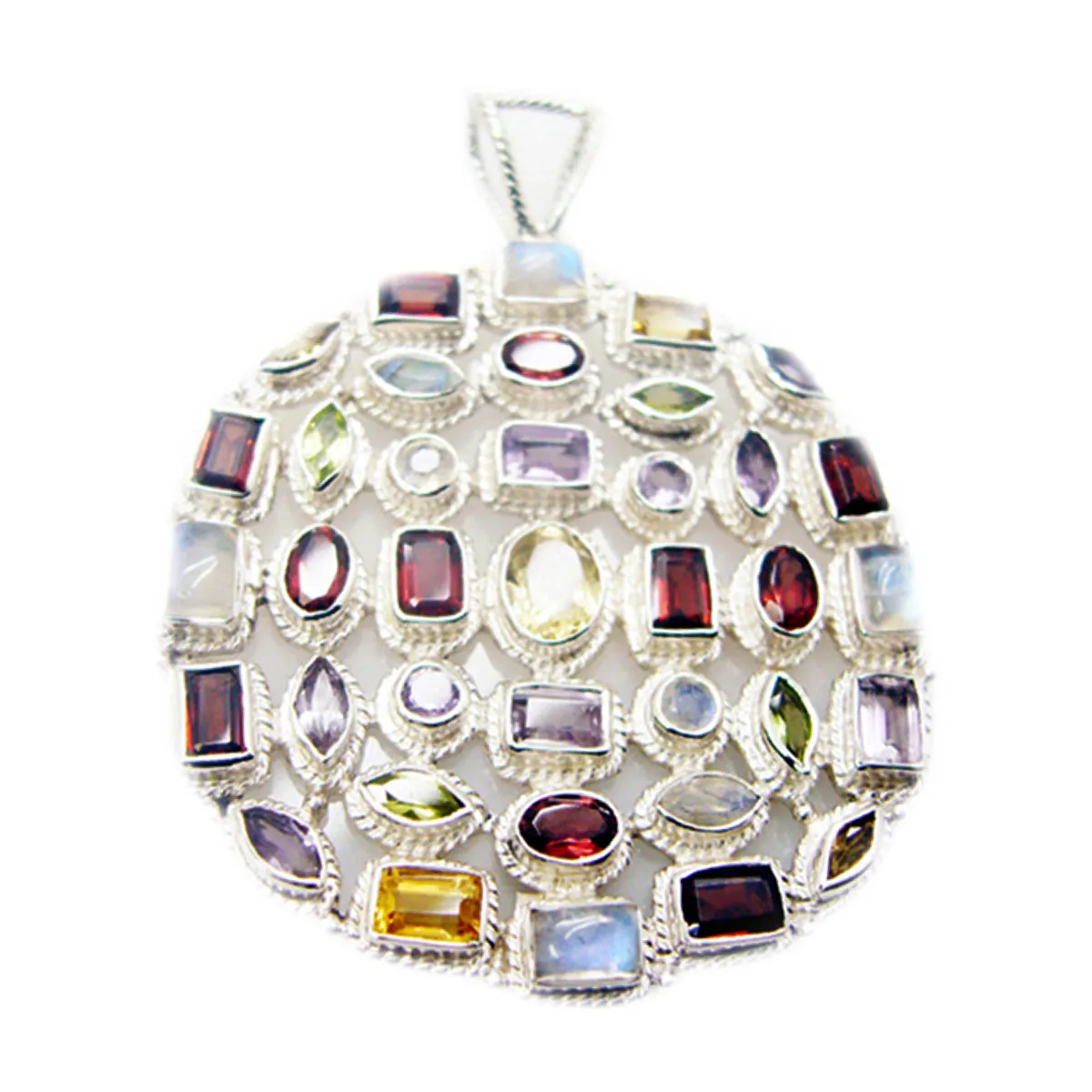 Riyo Comely Gemstone Multi Faceted Purple Amethyst 1218 Sterling Silver Pendant Gift For Good Friday