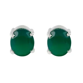 Riyo Cute 925 Sterling Silver Earring For Wife Green Onyx Earring Bezel Setting Green Earring Stud Earring