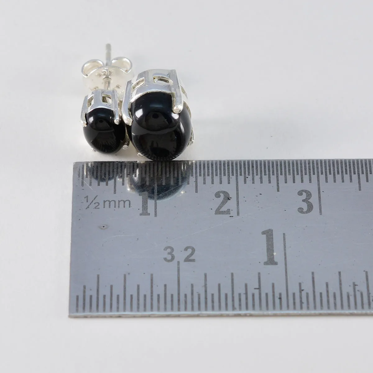 Riyo Decorative Sterling Silver Earring For Sister Black Onyx Earring Bezel Setting Black Earring Stud Earring