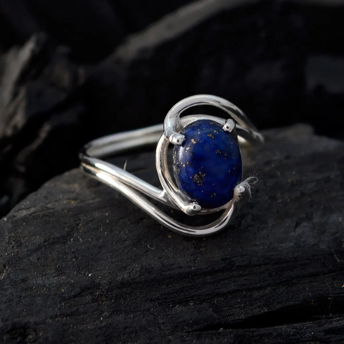 Riyo Designer Stone Lapis Lazuli Solid Silver Rings Sapphire Jewelry