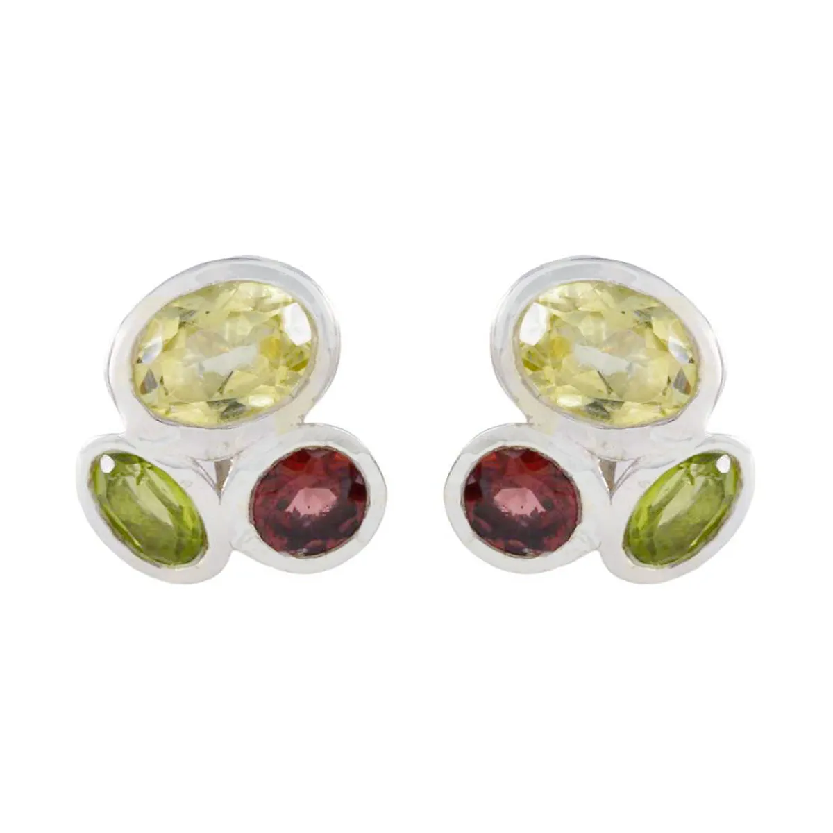 Riyo Divine 925 Sterling Silver Earring For Sister Multi Earring Bezel Setting Multi Earring Stud Earring