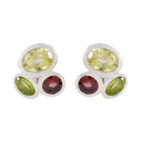 Riyo Divine 925 Sterling Silver Earring For Sister Multi Earring Bezel Setting Multi Earring Stud Earring