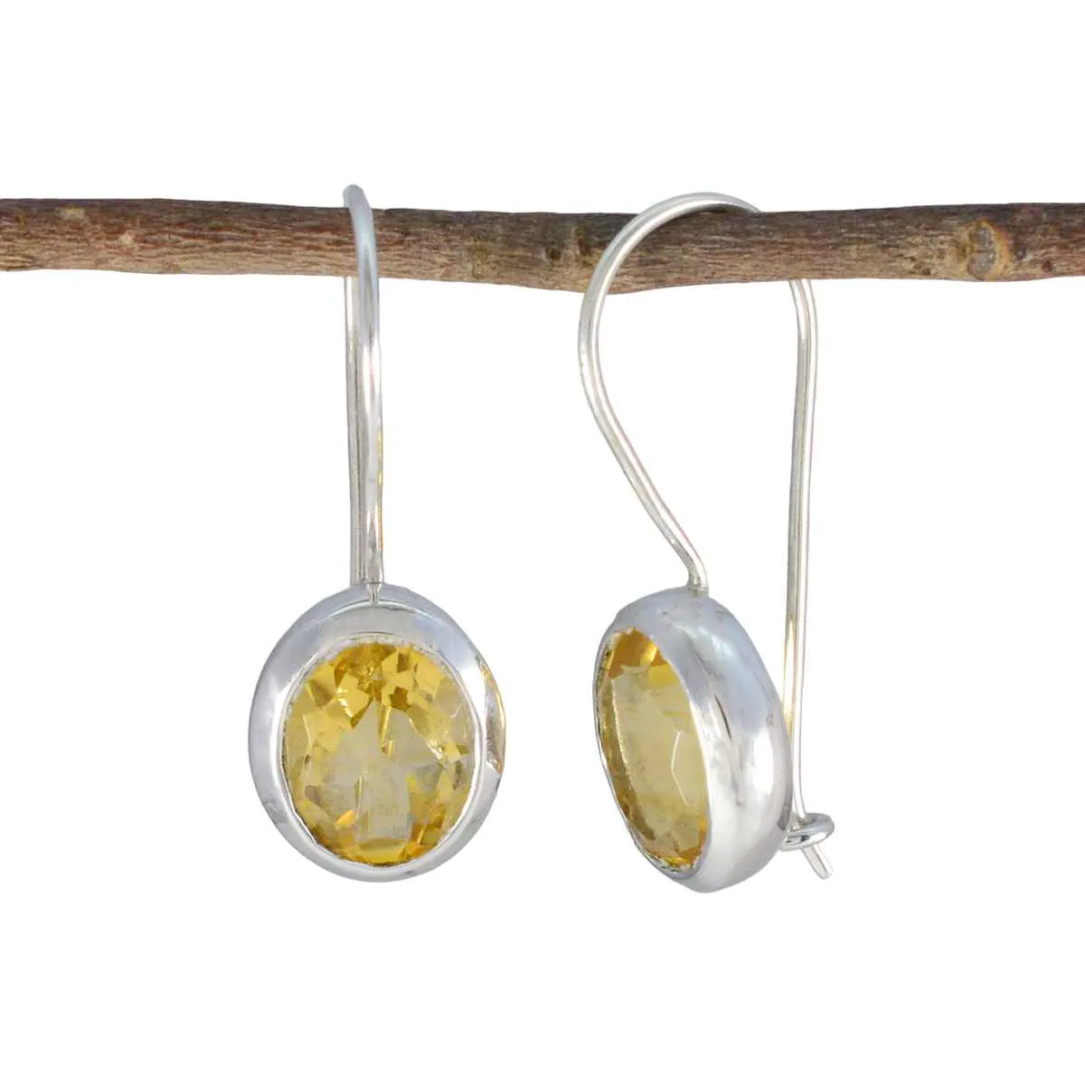 Riyo Easy On The Eye 925 Sterling Silver Earring For Demoiselle Citrine Earring Bezel Setting Yellow Earring Dangle Earring