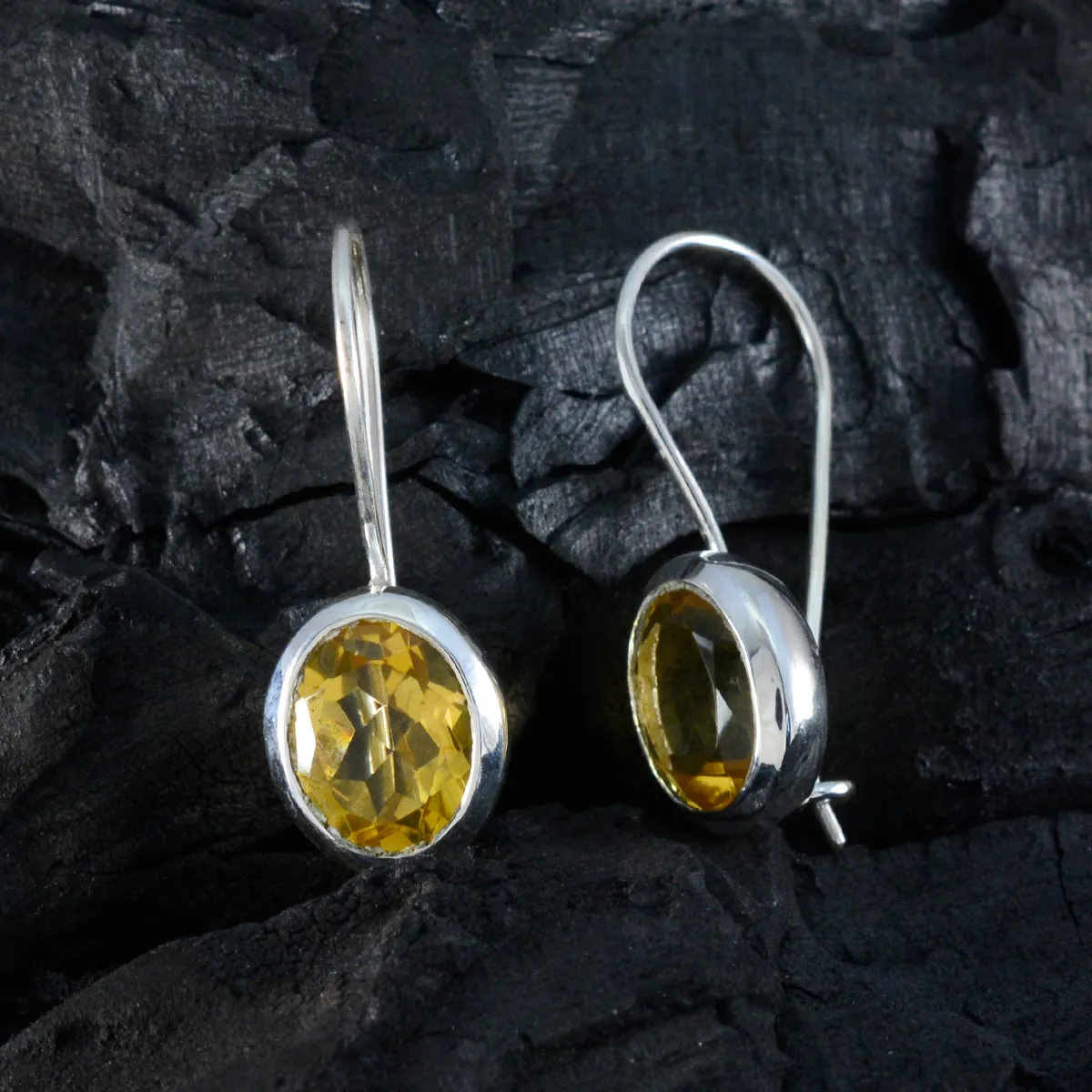 Riyo Easy On The Eye 925 Sterling Silver Earring For Demoiselle Citrine Earring Bezel Setting Yellow Earring Dangle Earring