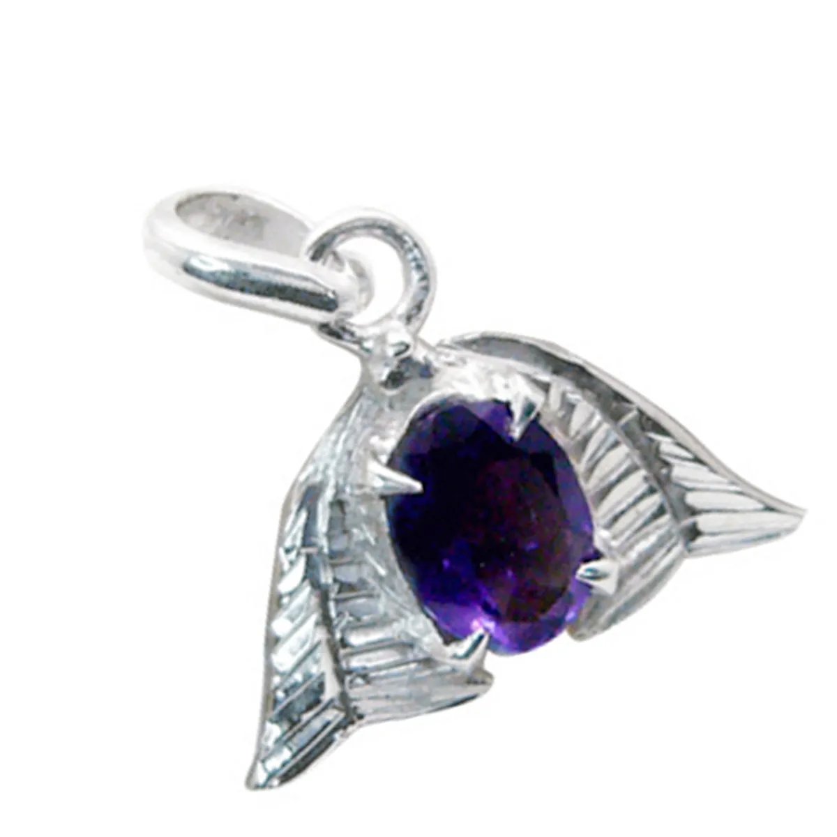 Riyo Elegant Gemstone Oval Faceted Purple Amethyst Sterling Silver Pendant Gift For Women