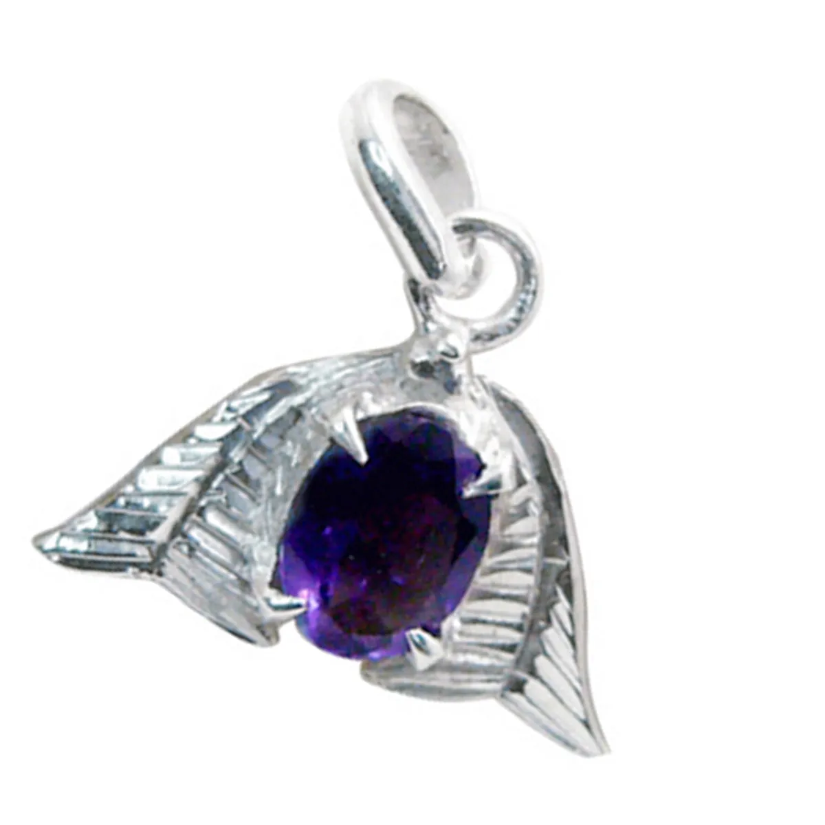 Riyo Elegant Gemstone Oval Faceted Purple Amethyst Sterling Silver Pendant Gift For Women