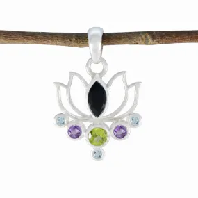 Riyo Exquisite Gemstone Multi Faceted Multi Color Multi Stone 1084 Sterling Silver Pendant Gift For Girlfriend