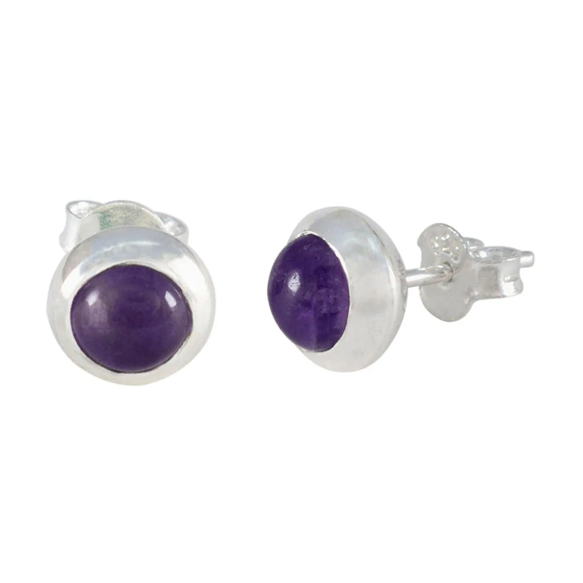 Riyo Fanciable 925 Sterling Silver Earring For Sister Amethyst Earring Bezel Setting Purple Earring Stud Earring